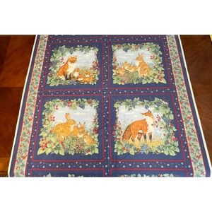 36x45 1995 Fabric Traditions Joyce Cleveland, Fox Rabbit 4 panels Berries Grapes